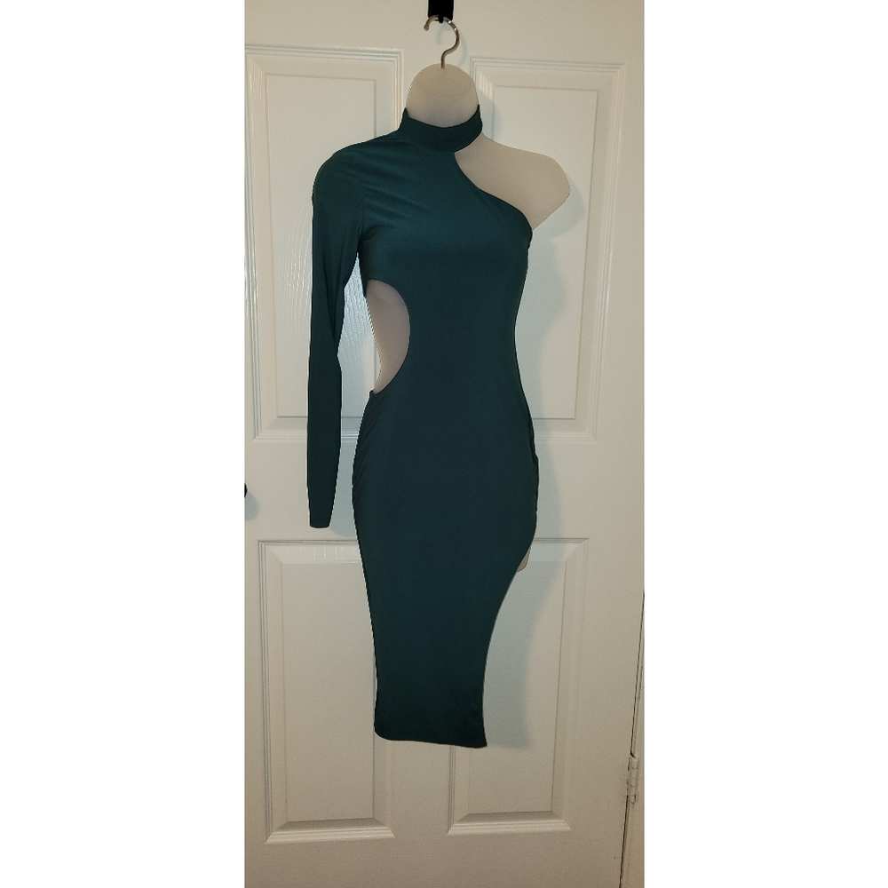 One Shoulder Cutout Midi Dress